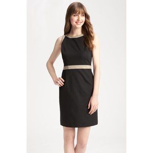 🆕TAHARI Anita Colorblock Sheath Dress Black Taupe 8